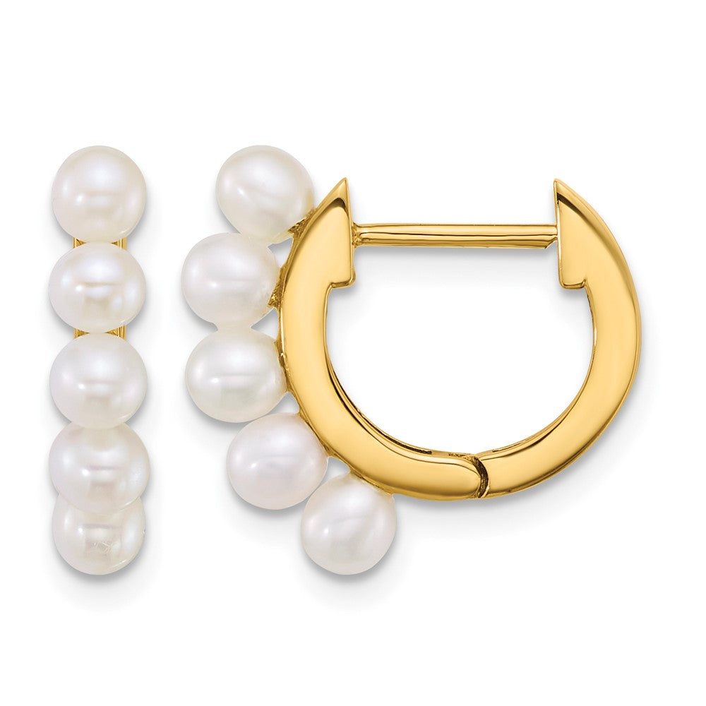 14k 3-4mm Rice South Sea Saltwater Cultured Pearl Hoop Earrings