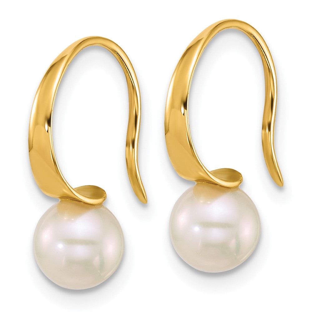 14k 6-7mm Round White Freshwater Cultured Pearl Earrings