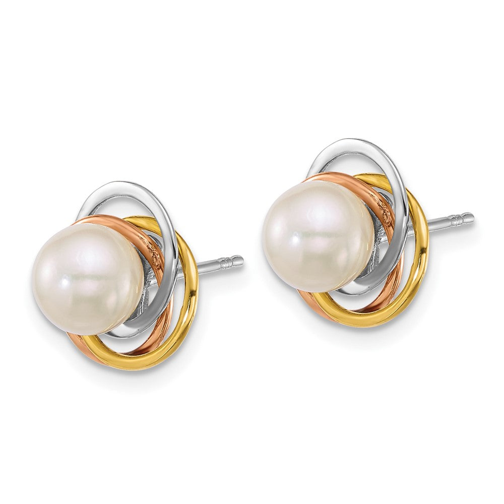 14k Tri-color 6-7mm South Sea Saltwater Cultured Pearl Earrings