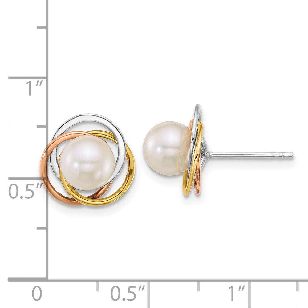 14k Tri-color 6-7mm South Sea Saltwater Cultured Pearl Earrings