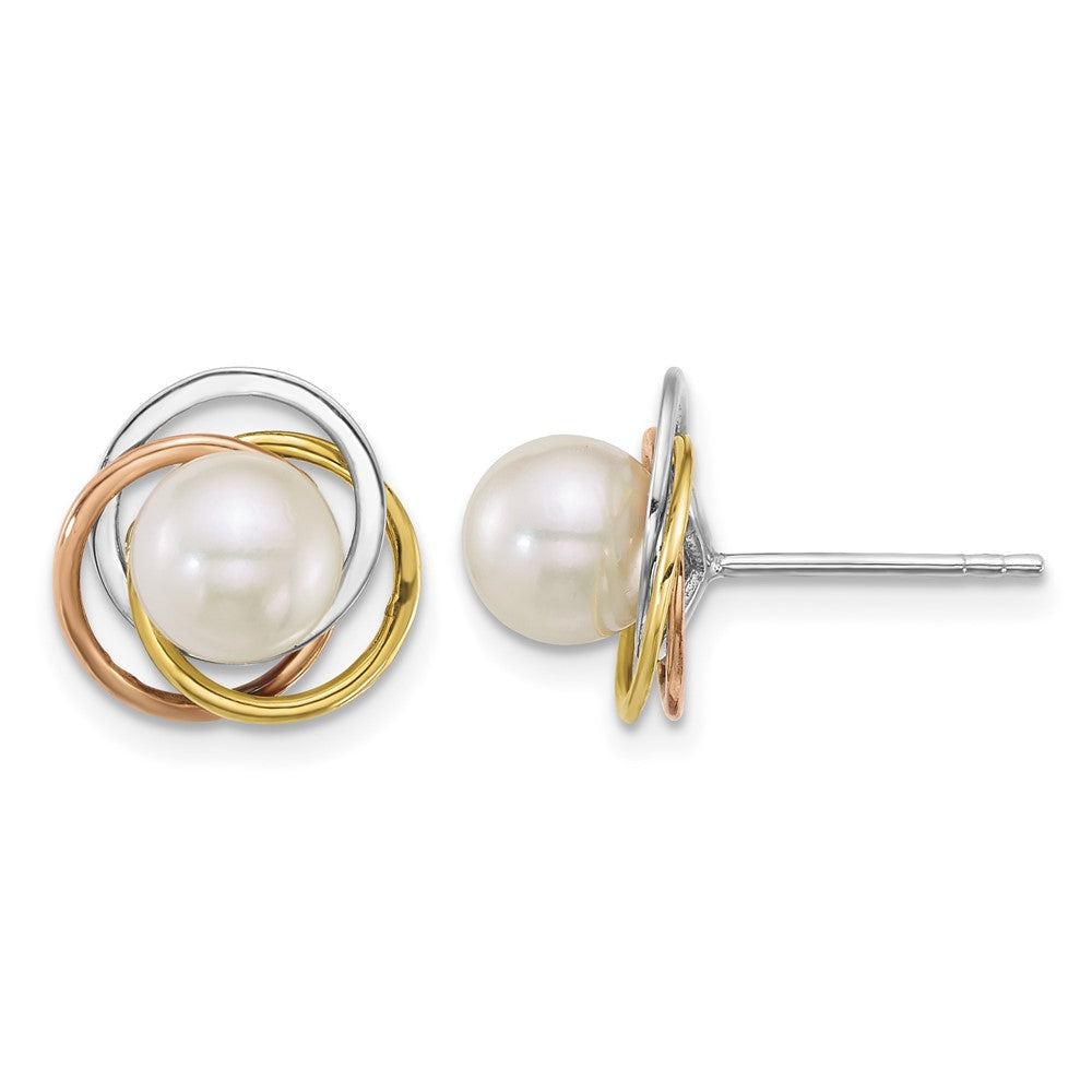 14k Tri-color 6-7mm South Sea Saltwater Cultured Pearl Earrings