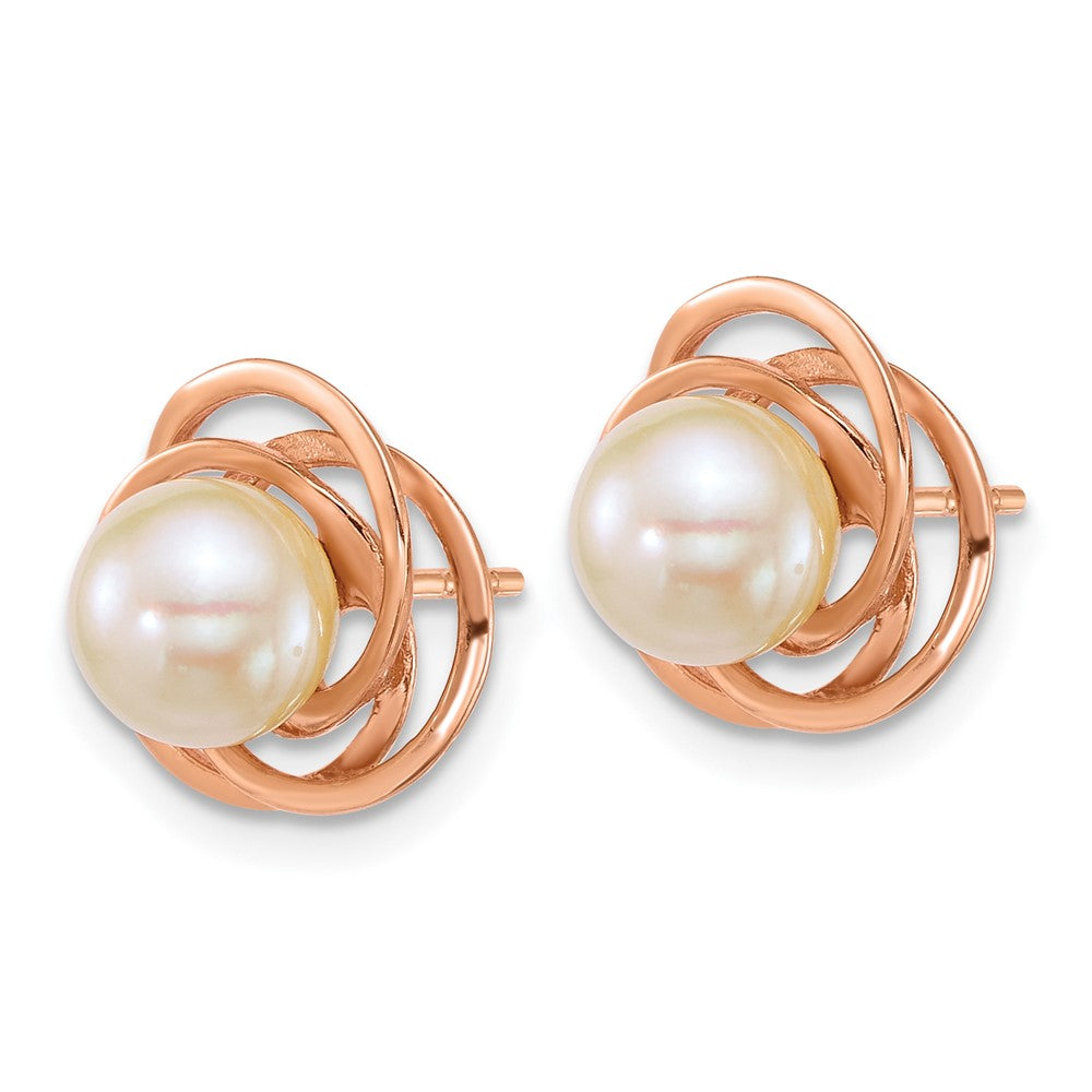 14k RG 6-7mm Rnd South Sea Saltwater Cultured Pearl Post Earrings
