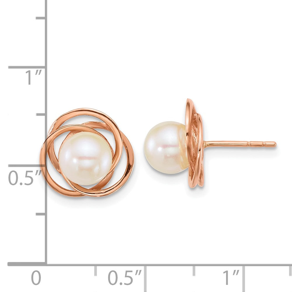 14k RG 6-7mm Rnd South Sea Saltwater Cultured Pearl Post Earrings