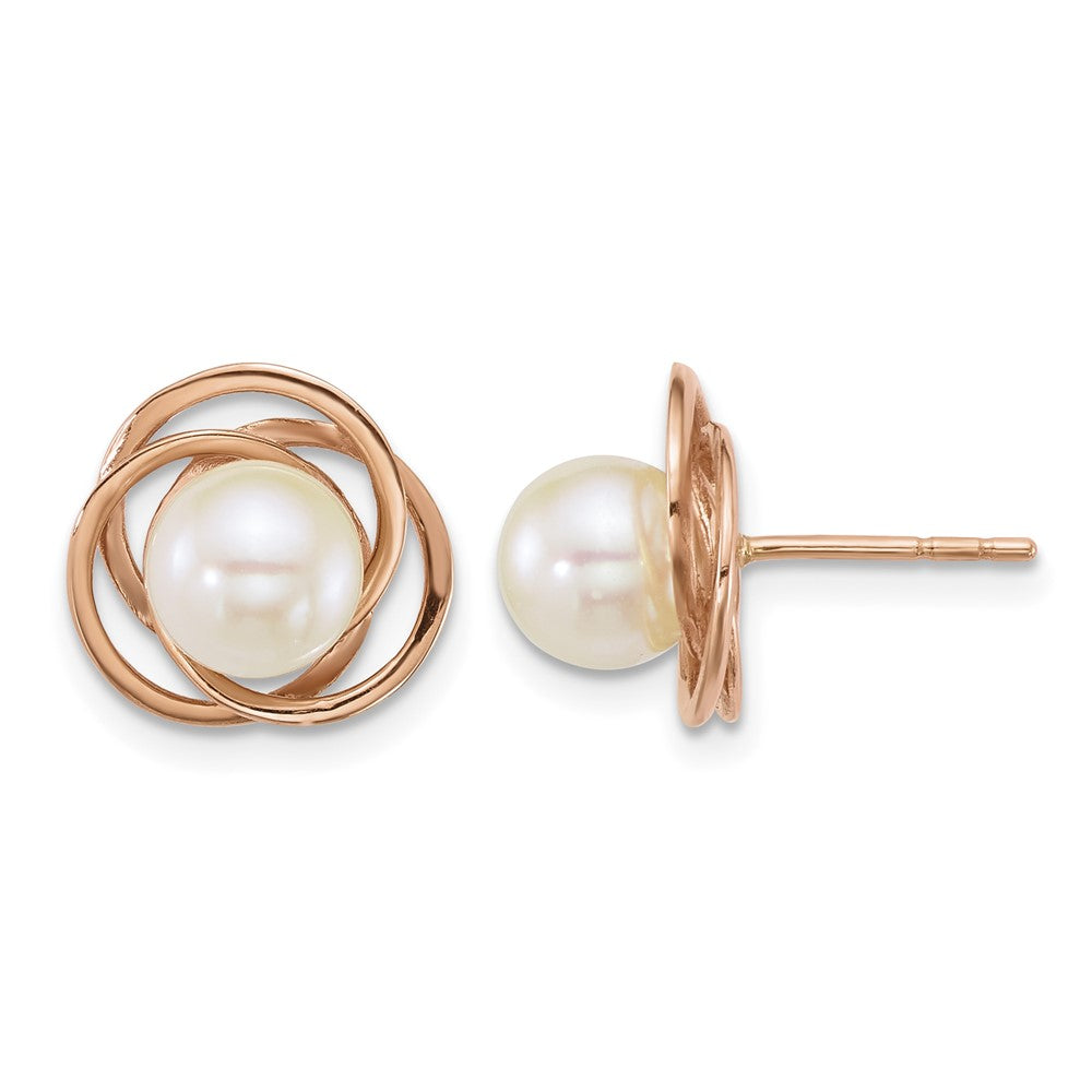 14k RG 6-7mm Rnd South Sea Saltwater Cultured Pearl Post Earrings