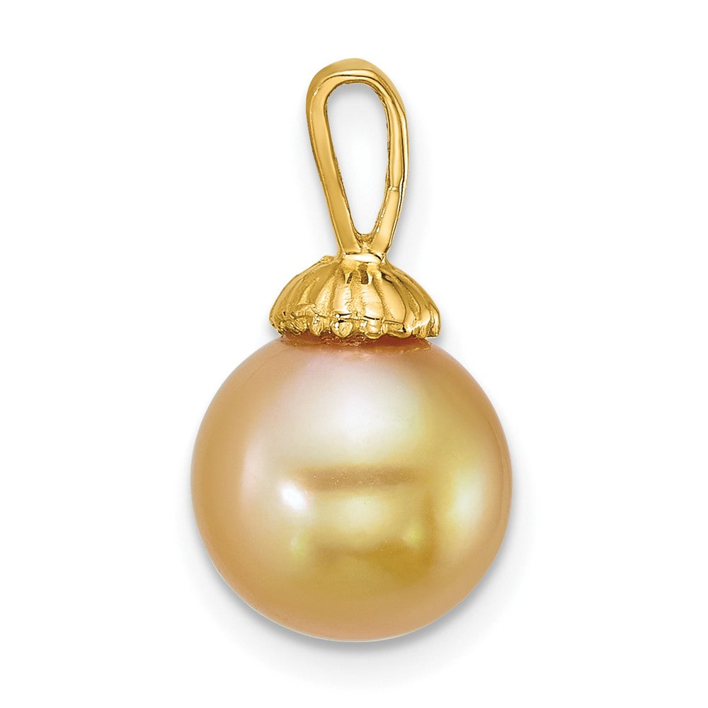 14k 9-10mm Rnd Golden South Sea Saltwater Cultured Pearl Pendant