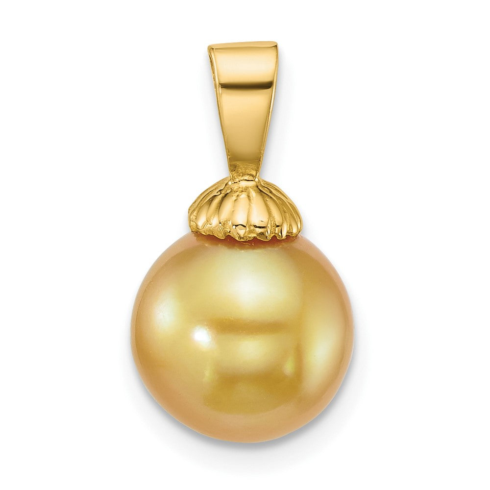 14k 9-10mm Rnd Golden South Sea Saltwater Cultured Pearl Pendant