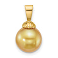 14k 9-10mm Rnd Golden South Sea Saltwater Cultured Pearl Pendant