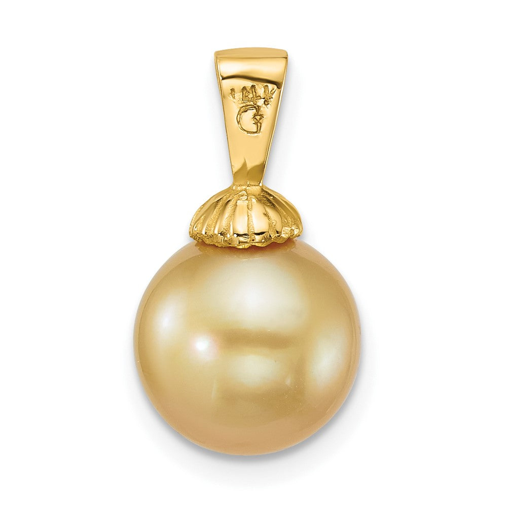14k 10-11mm Rnd Golden South Sea Saltwater Cultured Pearl Pendant
