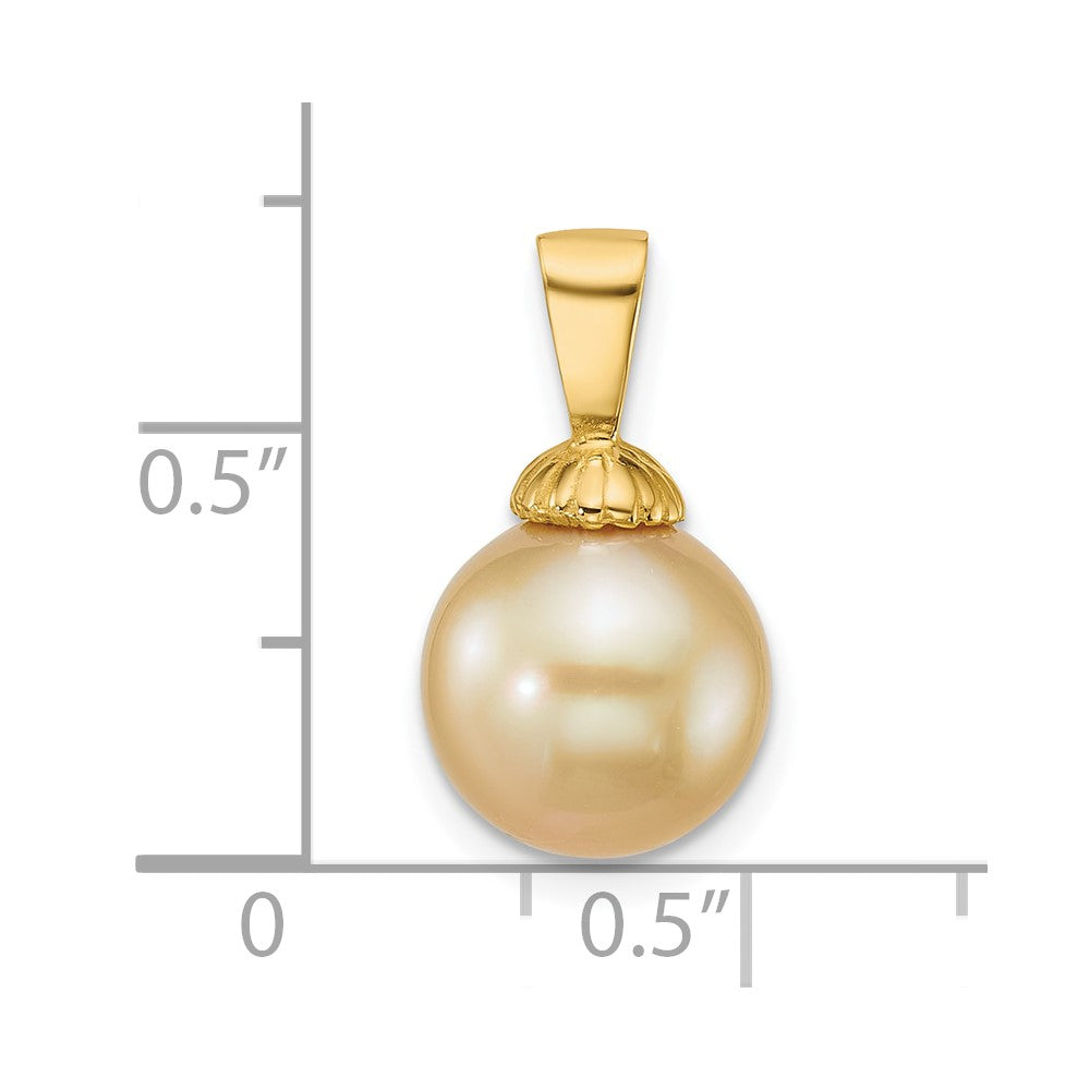 14k 10-11mm Rnd Golden South Sea Saltwater Cultured Pearl Pendant