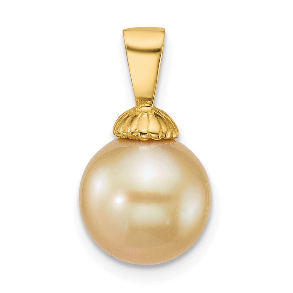 14k 10-11mm Rnd Golden South Sea Saltwater Cultured Pearl Pendant