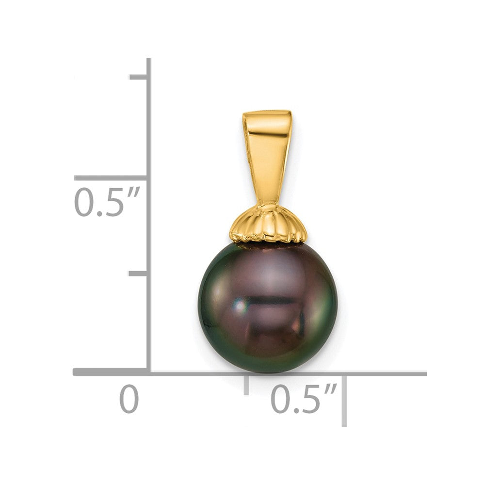 14k 8-9mm Round Blk Tahitian Saltwater Cultured Pearl Pendant