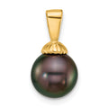 14k 8-9mm Round Blk Tahitian Saltwater Cultured Pearl Pendant