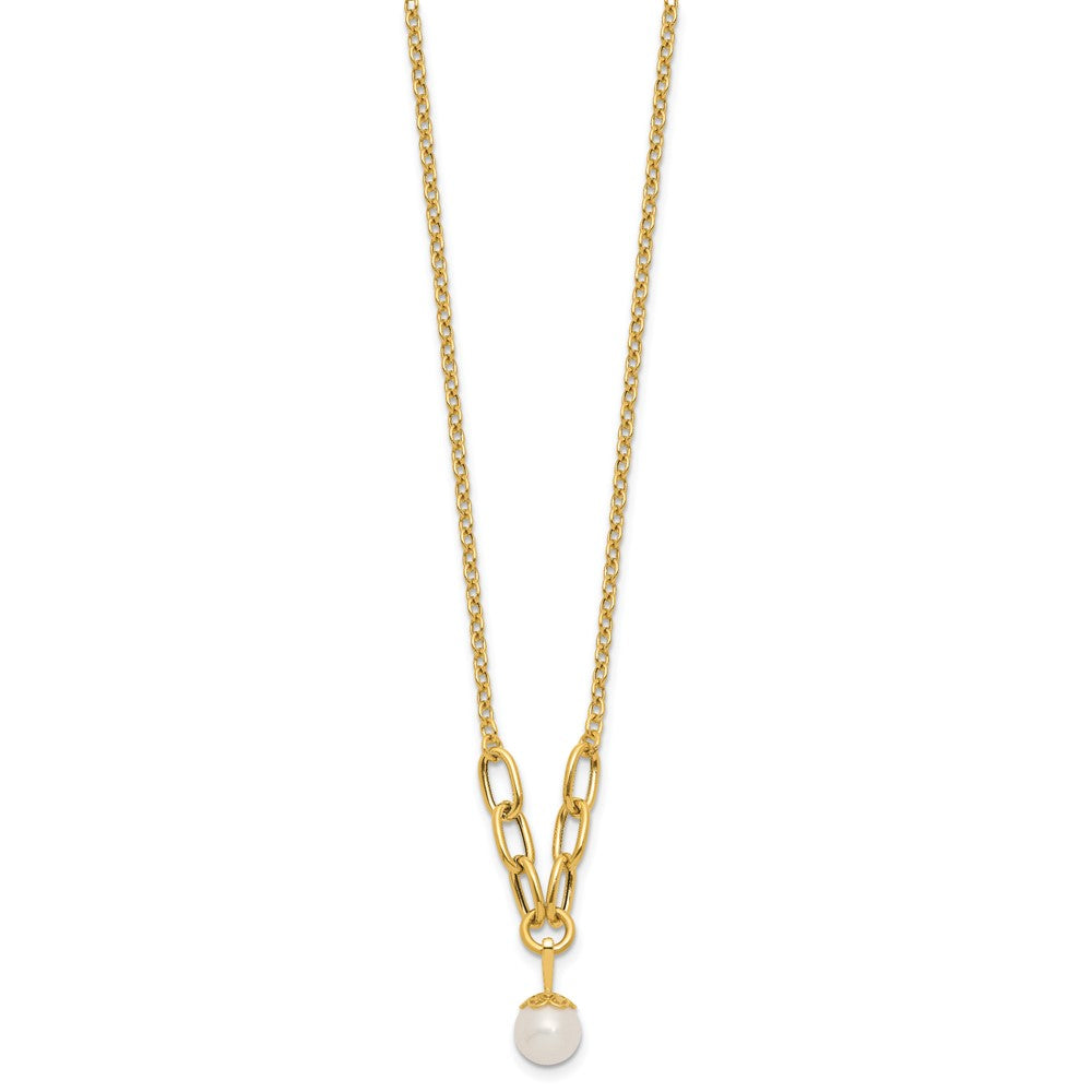 14k Polished Freshwater Cultured Pearl 16.75in Necklace