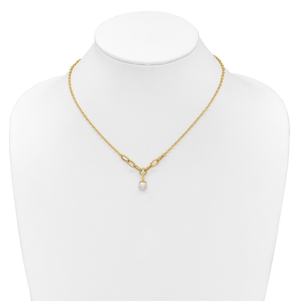 14k Polished Freshwater Cultured Pearl 16.75in Necklace
