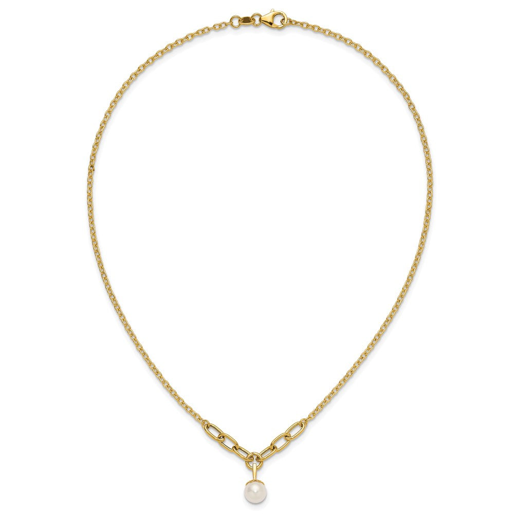 14k Polished Freshwater Cultured Pearl 16.75in Necklace
