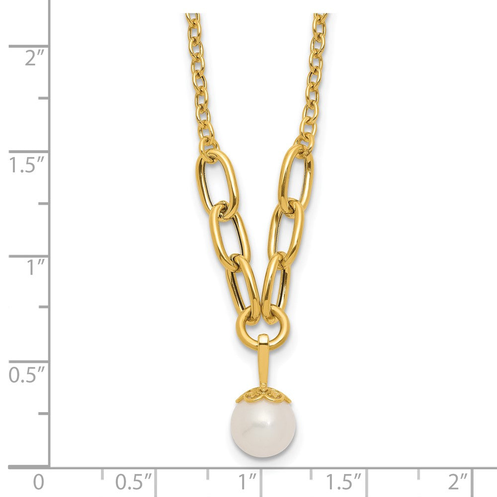 14k Polished Freshwater Cultured Pearl 16.75in Necklace
