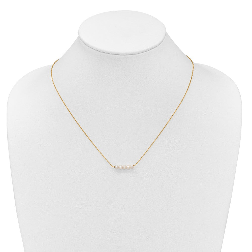 14k 4-5mm Semi-Round White FWC 5 Pearl Bar 19.5in Necklace