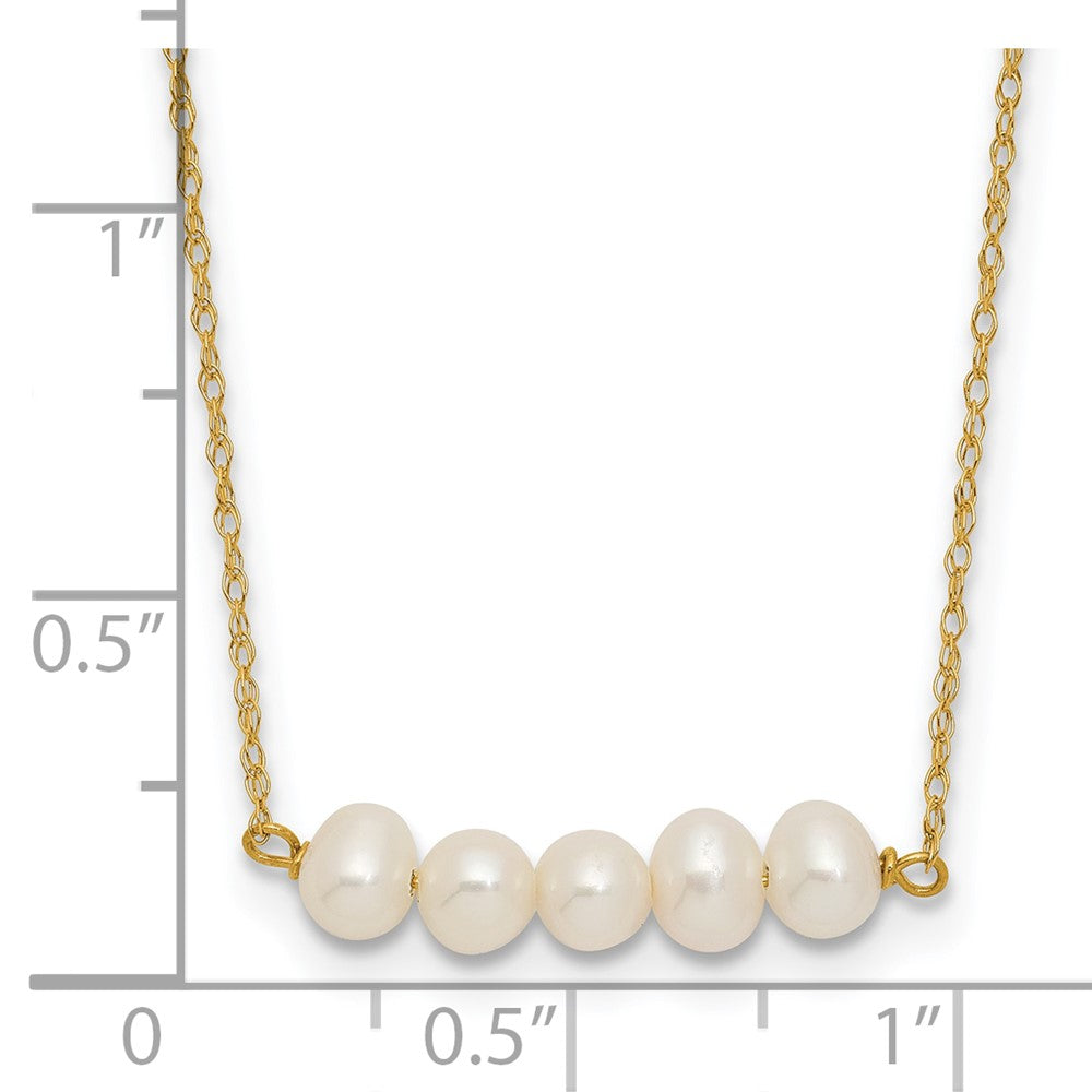 14k 4-5mm Semi-Round White FWC 5 Pearl Bar 19.5in Necklace