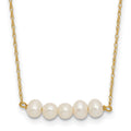 14k 4-5mm Semi-Round White FWC 5 Pearl Bar 19.5in Necklace