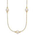 14k 8-9mm Near-round White FWC Pearl 5 Station 18in Necklace