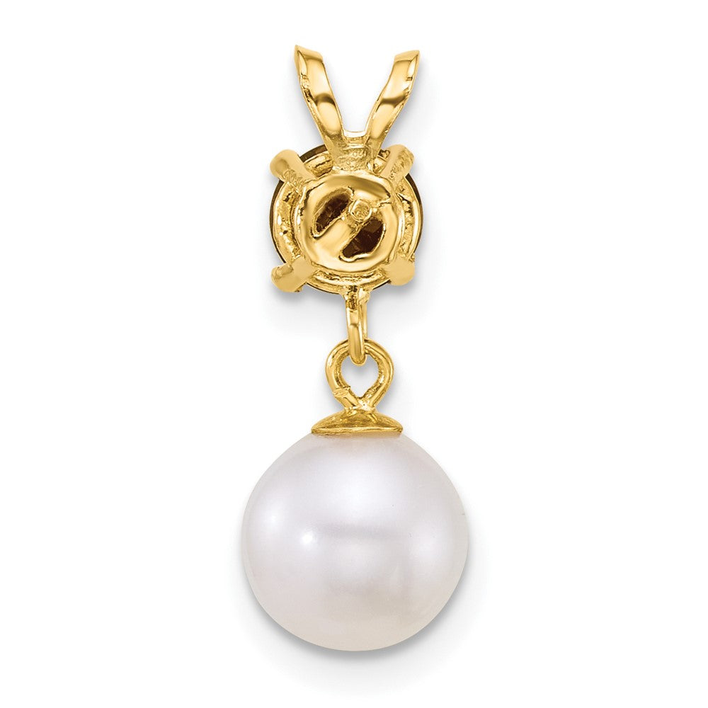 14k 7-8mm Round White FWC Pearl and Garnet Pendant