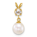 14k 7-8mm Round White FWC Pearl and White Topaz Pendant