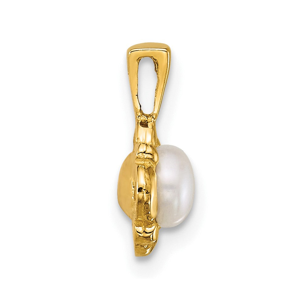 14k Polished 4-5mm Button Freshwater Cultured Pearl Pendant