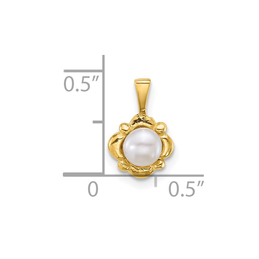 14k Polished 4-5mm Button Freshwater Cultured Pearl Pendant