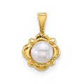 14k Polished 4-5mm Button Freshwater Cultured Pearl Pendant
