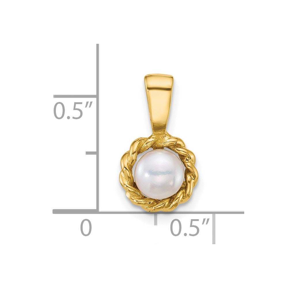 14k Polished 5-6mm Button Freshwater Cultured Pearl Pendant