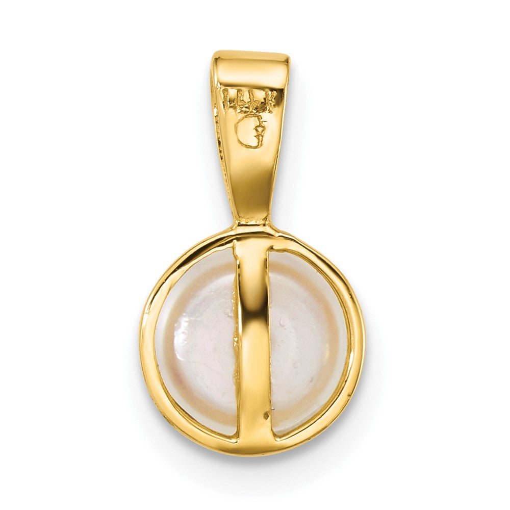 14k Polished 7-8mm Button Freshwater Cultured Pearl Pendant
