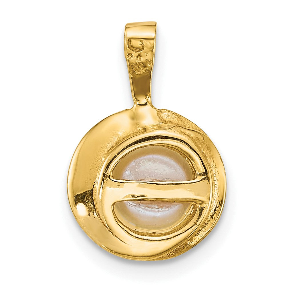 14k Polished 6-7mm Button Freshwater Cultured Pearl Pendant