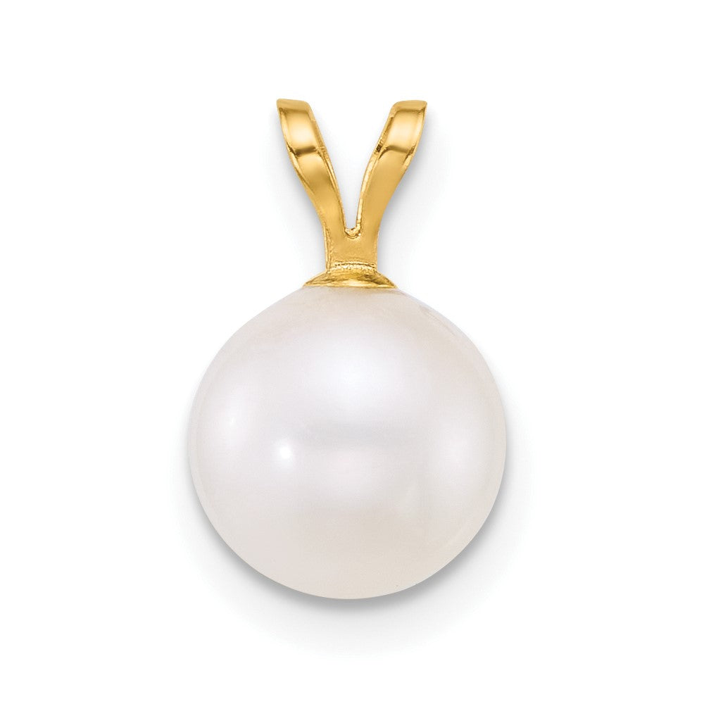 14k 8-9mm Round White Freshwater Cultured Pearl Pendant