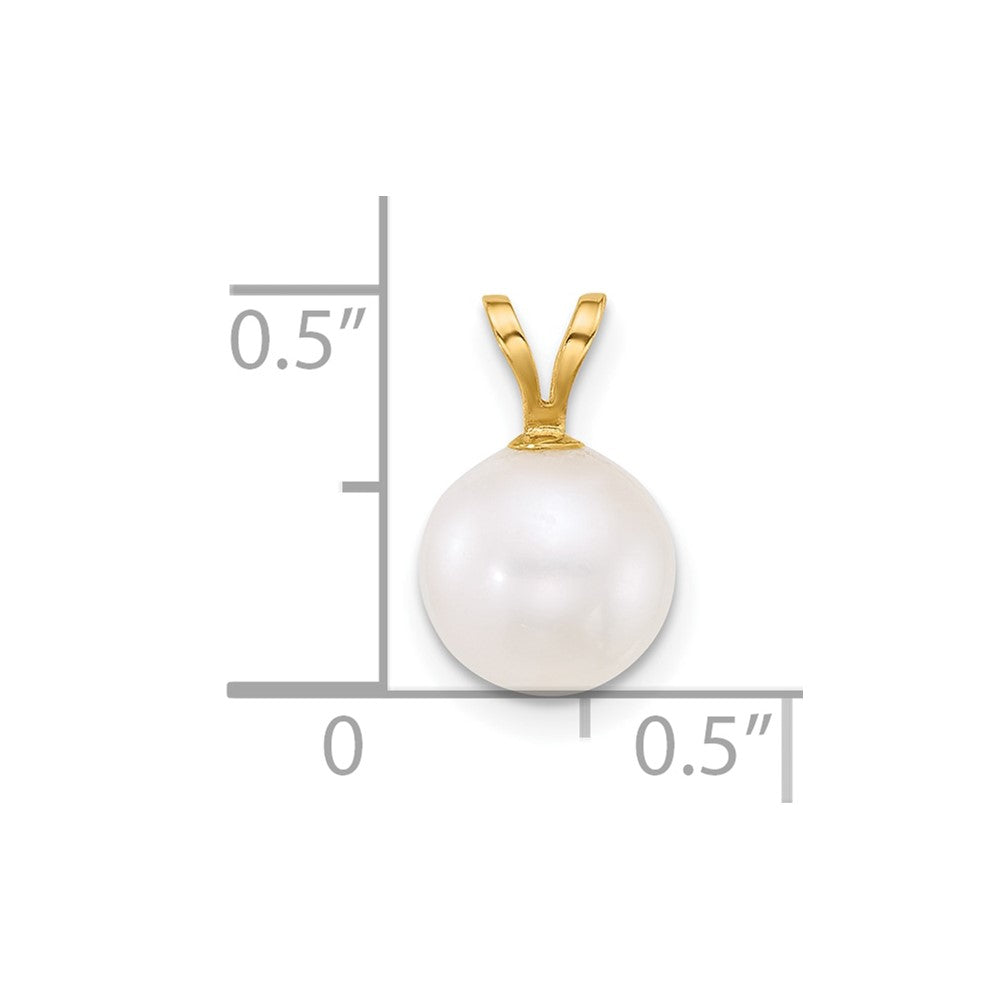 14k 8-9mm Round White Freshwater Cultured Pearl Pendant