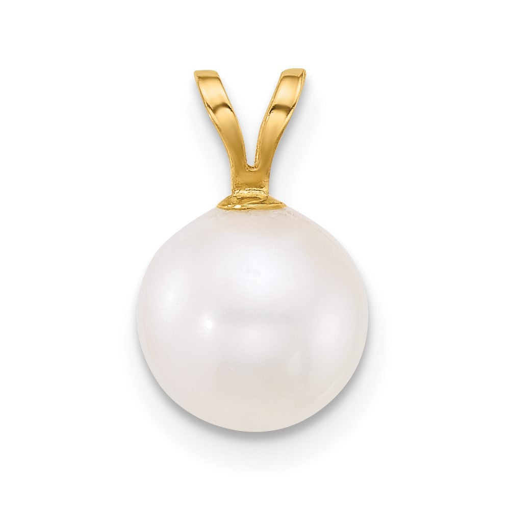 14k 8-9mm Round White Freshwater Cultured Pearl Pendant