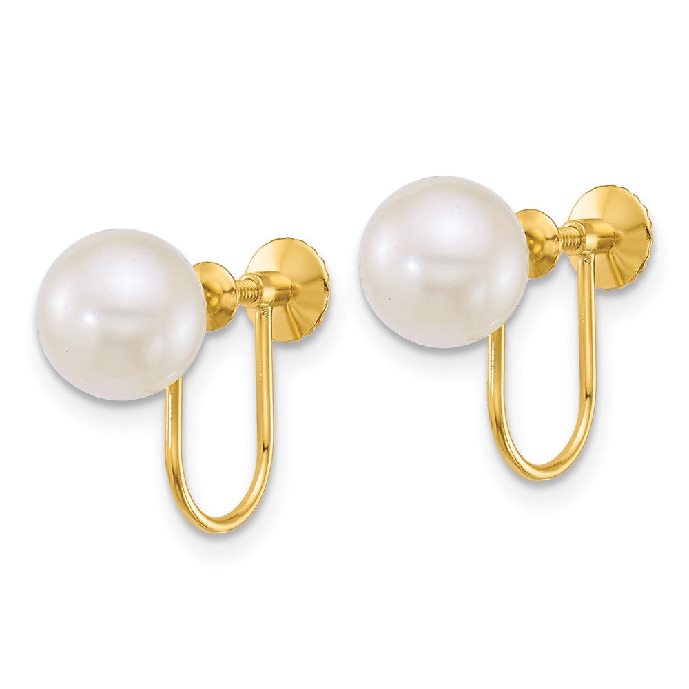 14k 7-8mm Rnd Akoya Saltwater Cultured Pearl Non Pierced Earrings