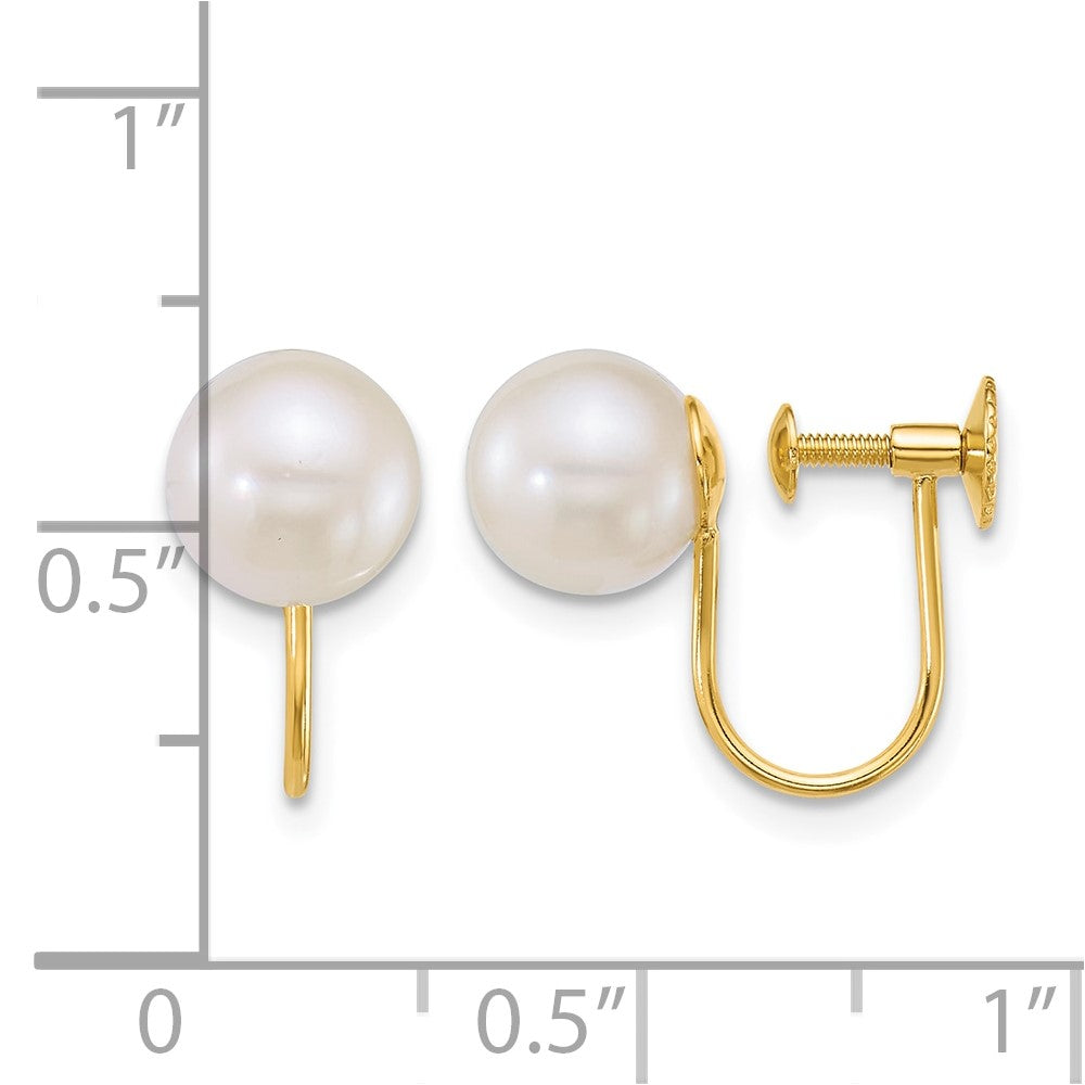 14k 7-8mm Rnd Akoya Saltwater Cultured Pearl Non Pierced Earrings