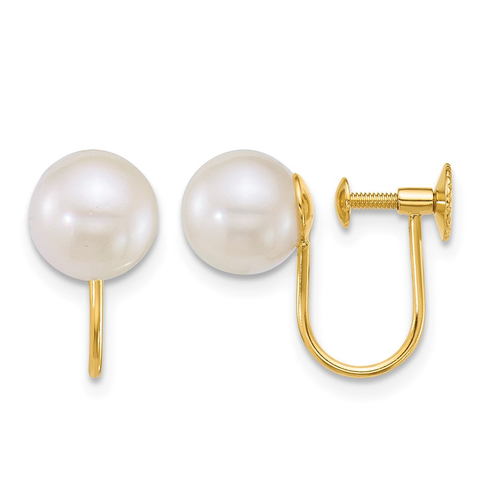 14k 7-8mm Rnd Akoya Saltwater Cultured Pearl Non Pierced Earrings