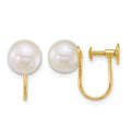 14k 7-8mm Rnd Akoya Saltwater Cultured Pearl Non Pierced Earrings