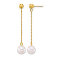 14k 6.5-7mm White Rnd Akoya Saltwater Cultured Pearl Dangle Earrings