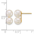 14k 6-7mm White Rnd Akoya Saltwater Cultured Double Pearl Earrings