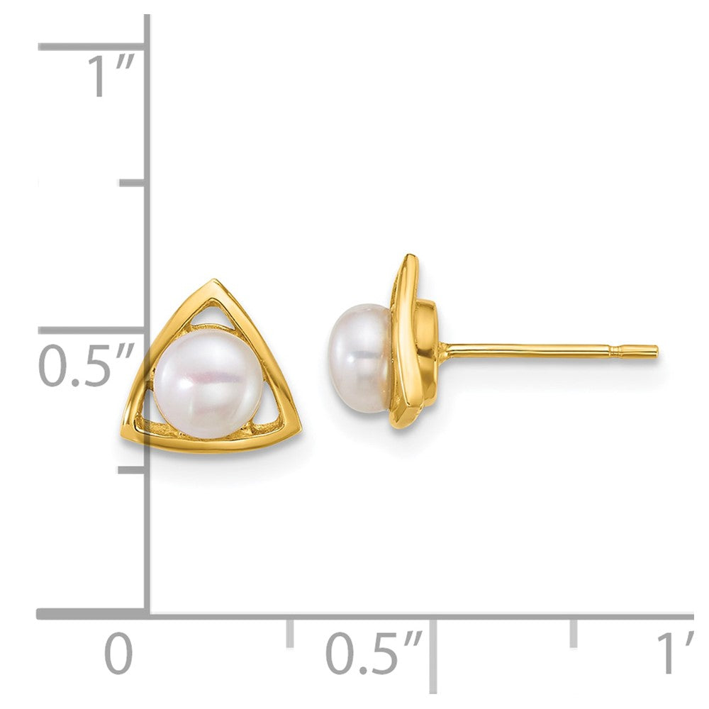 14k Polished 4-5mm Button FW Cultured Pearl Triangle Post Earrings