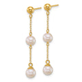 14k 5-6mm Rnd Wht Freshwater Cultured Pearl Post Dangle Earrings