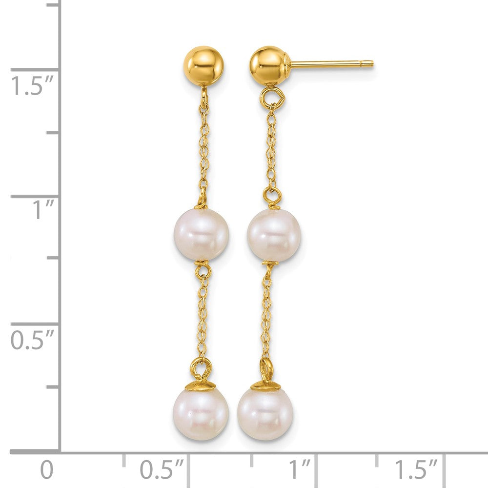 14k 5-6mm Rnd Wht Freshwater Cultured Pearl Post Dangle Earrings
