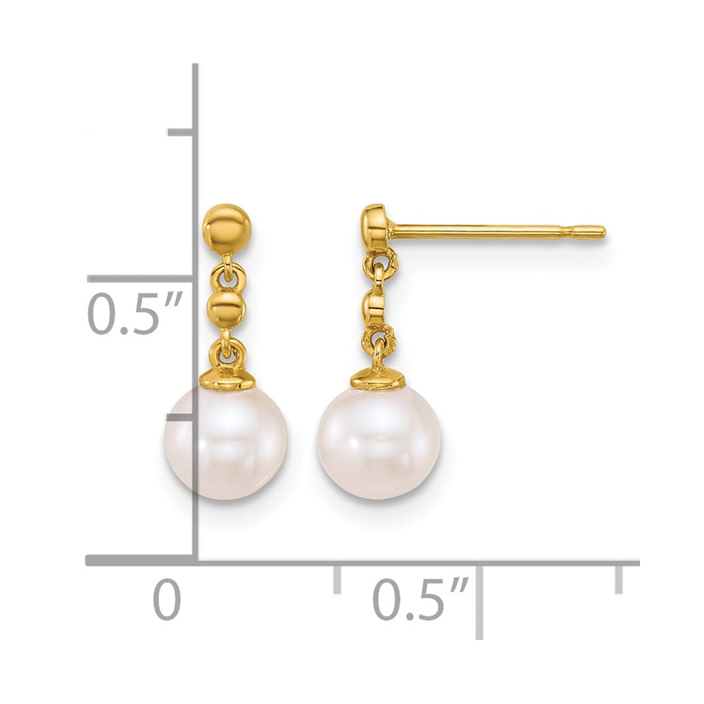 14k Polished Freshwater Cultured Pearl Post Dangle Earrings