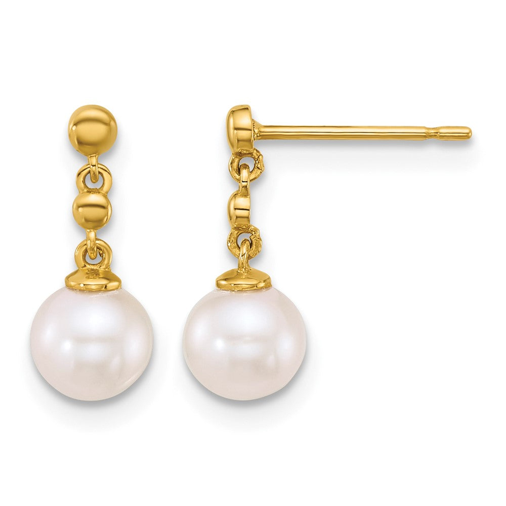 14k Polished Freshwater Cultured Pearl Post Dangle Earrings