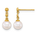 14k Polished Freshwater Cultured Pearl Post Dangle Earrings