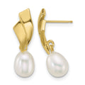 14k Polished 5-7mm Teardrop FW Cultured Pearl Post Dangle Earrings