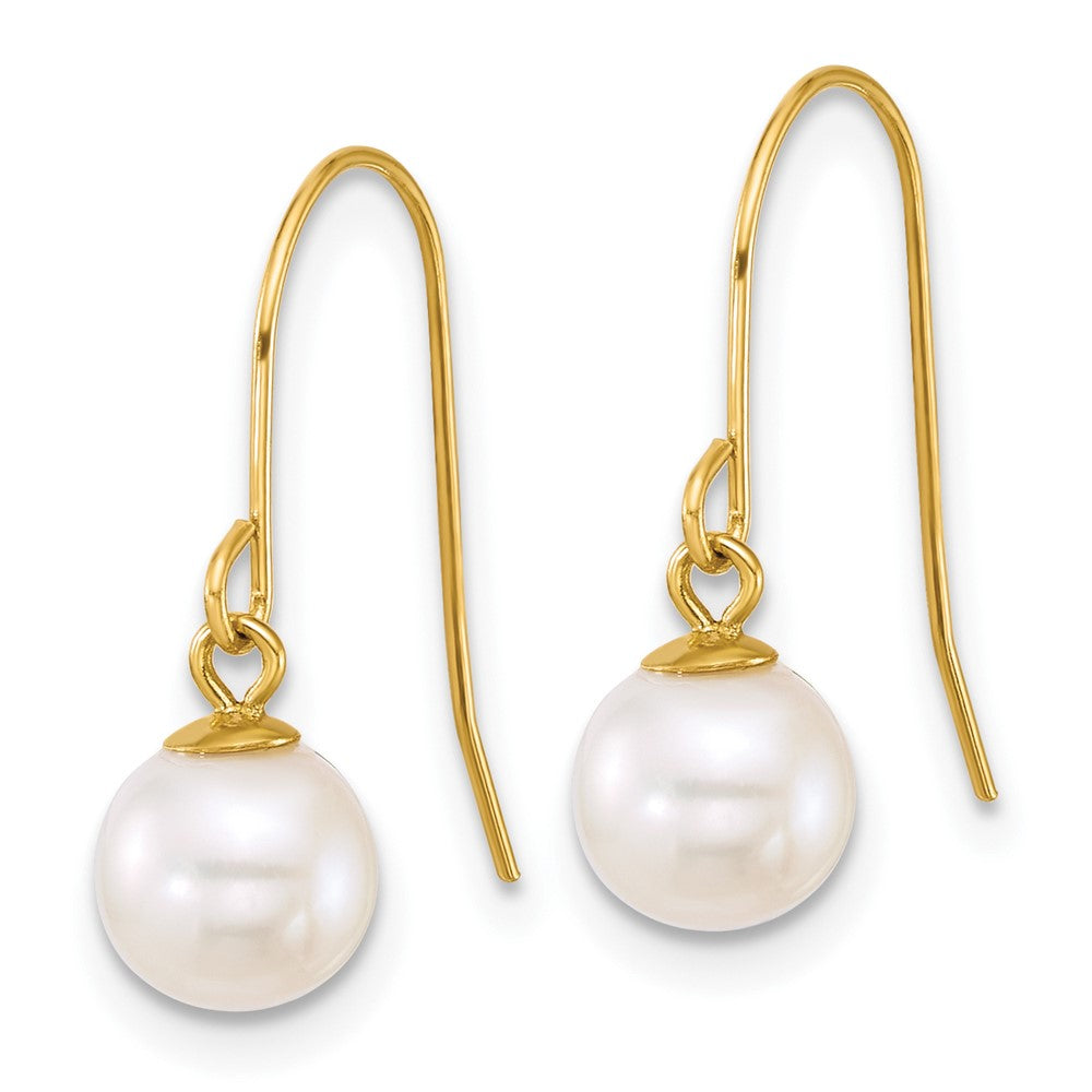 14k 6-7mm Round White Freshwater Culture Pearl Dangle Earrings