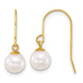 14k 6-7mm Round White Freshwater Culture Pearl Dangle Earrings